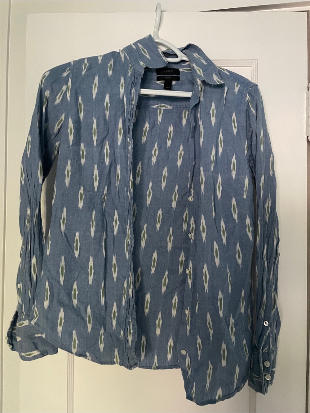 J. Crew Blue Ikat-Print Button Up Shirt
